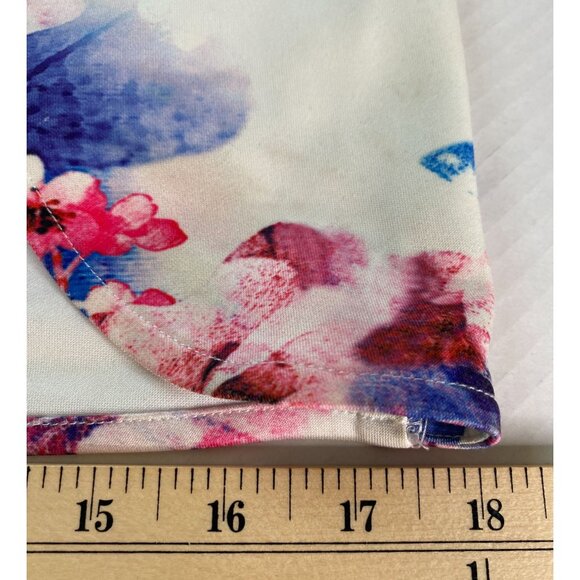 a. peach Womens Multicolor Floral Print Knit Dress with Waist Cutout Size M Sexy - Picture 9 of 9